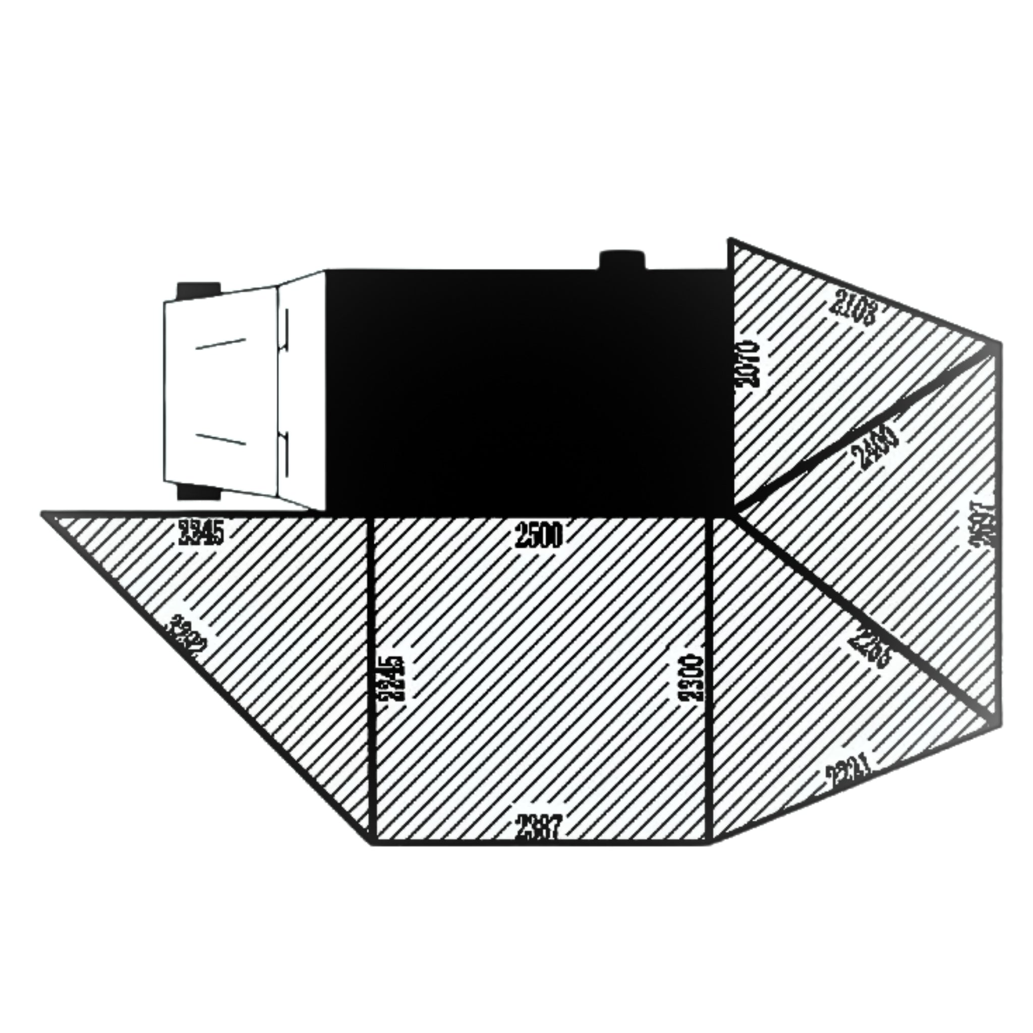 awning specs of 2.5m XL awning showing measurements
