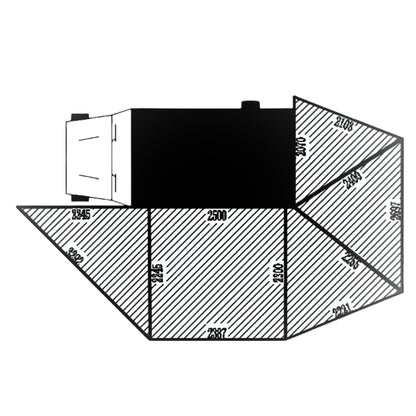 awning specs of 2.5m XL awning showing measurements